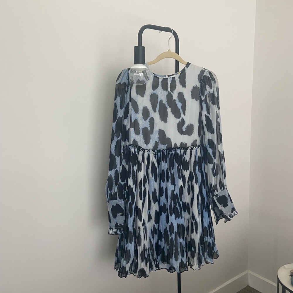 Ganni Blue Leopard Dress size 36
